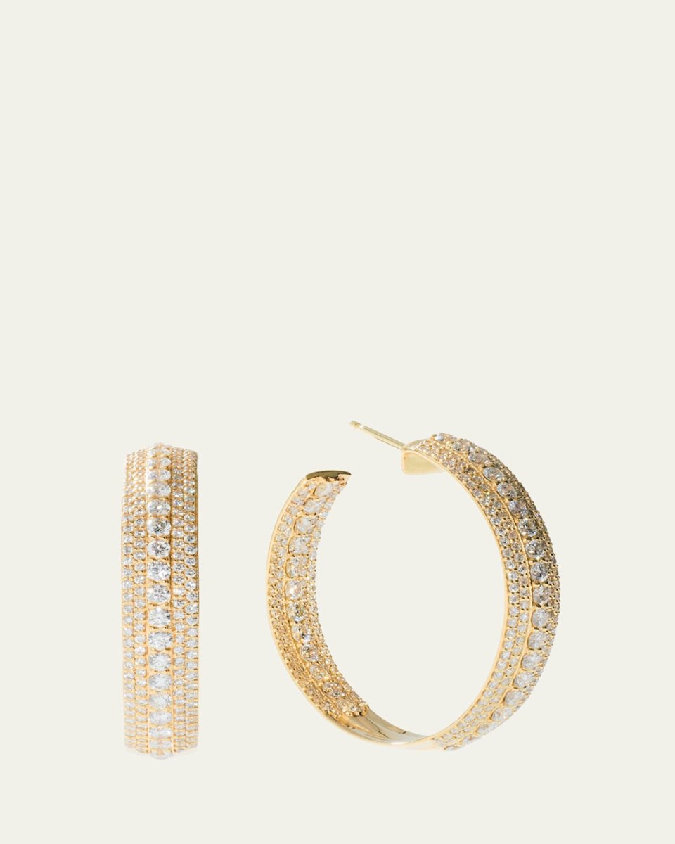 14K Curved Mega Flawless Hoop Earrings, 30mm